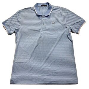 G/FORE Polo Mens' Large Blue Striped Stretch Shirt Country Club Golf Polo‎ Shirt